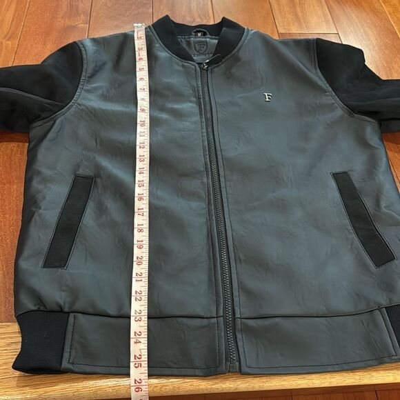 F Collection black leather and suede men's Italy Leather Bomber Jacker Size M - Picture 11 of 13